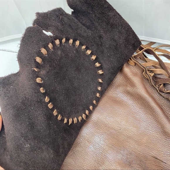 Signed Handcrafted native american leather fringe bag painted hummingbird OOaK - Picture 10 of 12